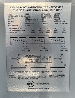 PTI- N214172141701 (PRI.27600Y/15935V, SEC.600Y/347V,1000KVA) VISI-BREAK Product Image
